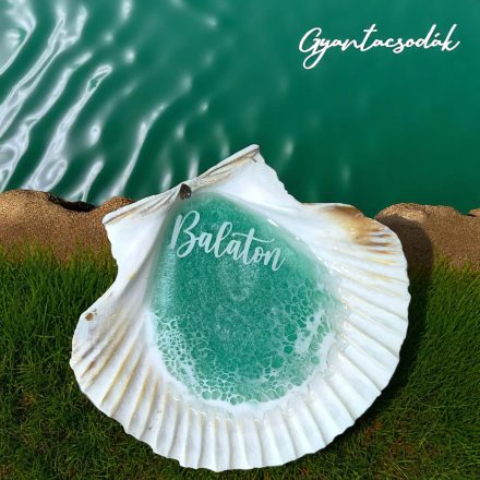 ÉKSZERTARTÓ BALATON MINTÁVAL - VALÓDI ÓRIÁSKAGYLÓ GYŰRŰTARTÓ - GYANTACSODÁK