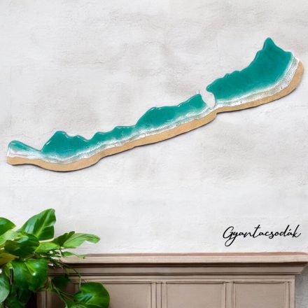 ZÖLD BALATON, HOMOKOS PARTTAL - EPOXI GYANTA FALIKÉP 88 CM - GYANTACSODÁK