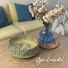 AKRILGYANTA TÁL - KRÉM SZÍNŰ, KÉK KAGYLÓVAL - GYANTACSODÁK